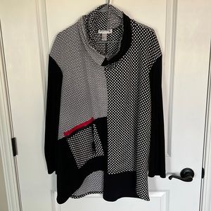 Joseph Ribkoff Polka Dot Cowl Tunic.